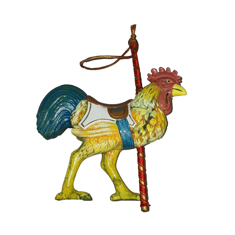 The Smithsonian Collection 1988 Kurt Adler Rooster Carousel Animal Ornament VTG